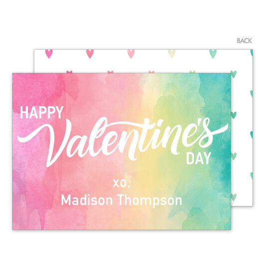 Rainbow Watercolor Valentine Exchange Cards